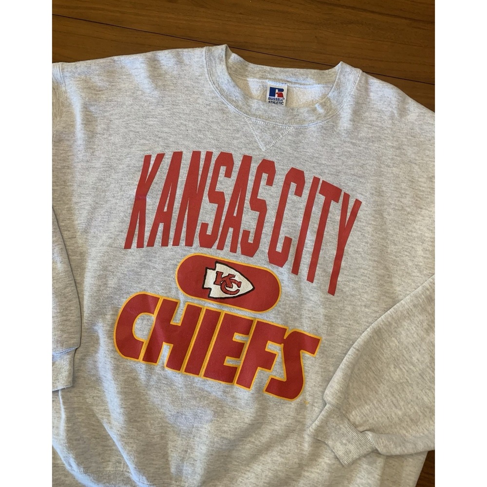Vintage Kansas City Chiefs Sweatshirt Men 2XL Gray Russell Athletic 90s USA Made